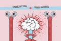 Nuclear mushroom explosion brain cartoon style design. No war peace splash grunge style poster. Think about it. Vector illustratio Royalty Free Stock Photo